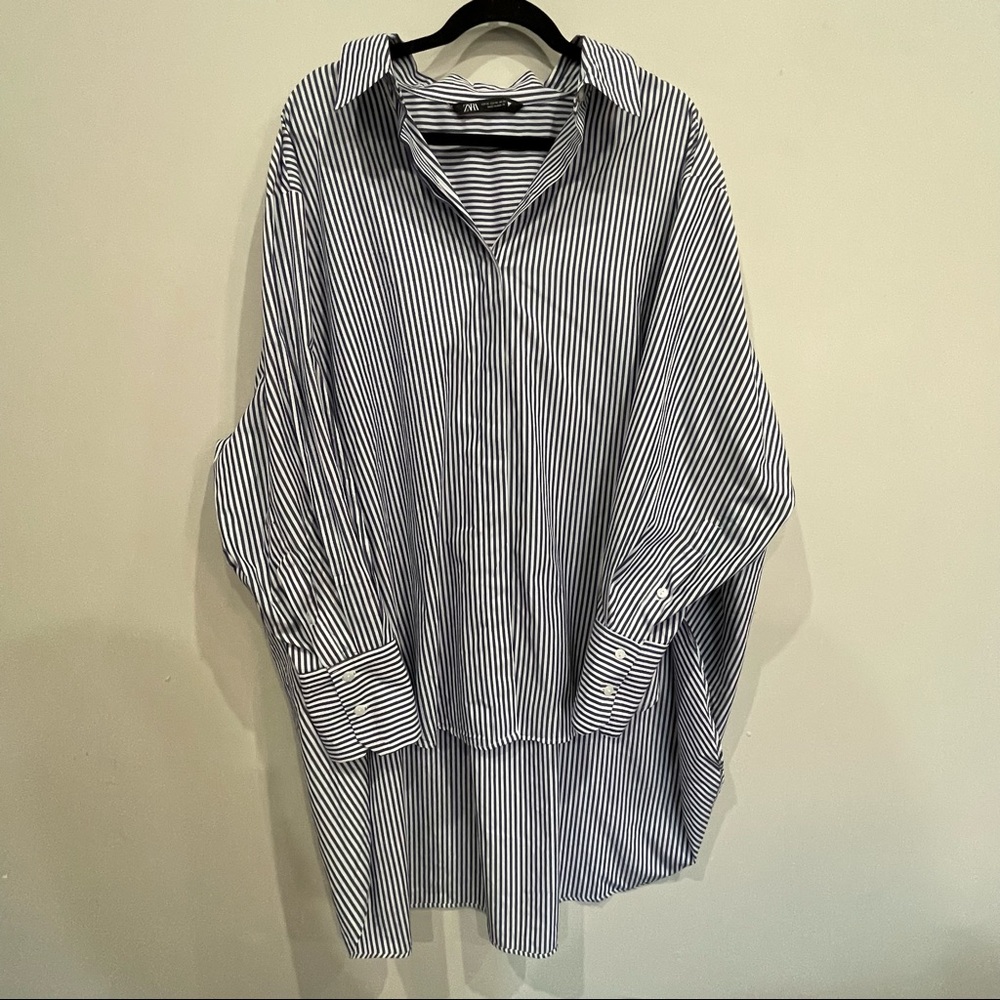 Zara Striped Button-Down Tunic